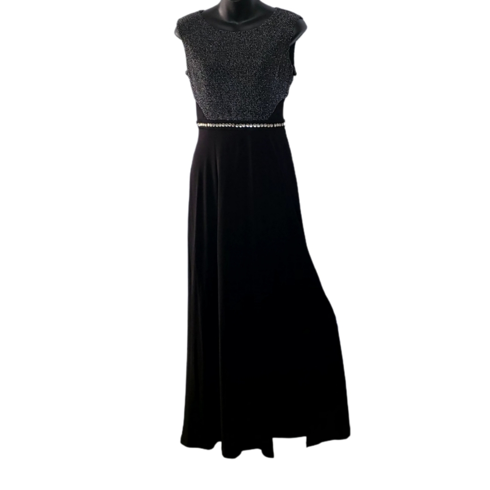 EnFocus Studio METALLIC WITH BLACK MAXI DESIGNER DRESS SIZE 4 NWT - Picture 6 of 6
